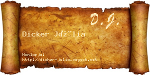 Dicker Júlia névjegykártya